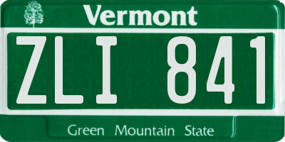 VT license plate ZLI841