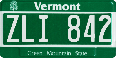 VT license plate ZLI842