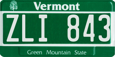 VT license plate ZLI843