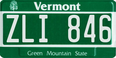 VT license plate ZLI846
