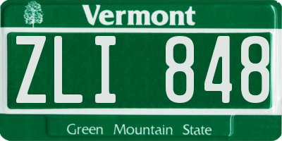 VT license plate ZLI848