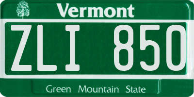 VT license plate ZLI850