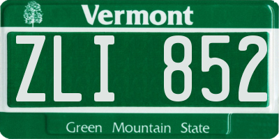 VT license plate ZLI852