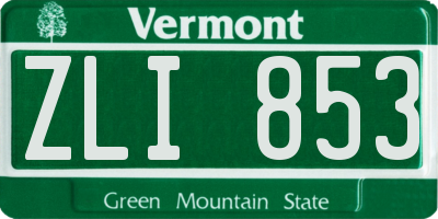 VT license plate ZLI853