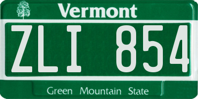 VT license plate ZLI854