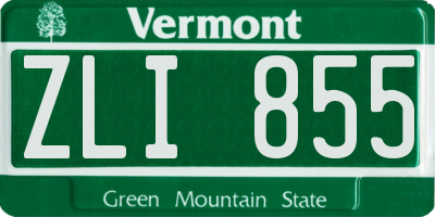 VT license plate ZLI855