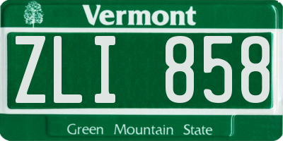 VT license plate ZLI858