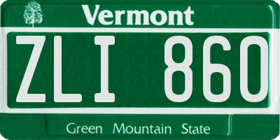 VT license plate ZLI860