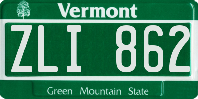 VT license plate ZLI862