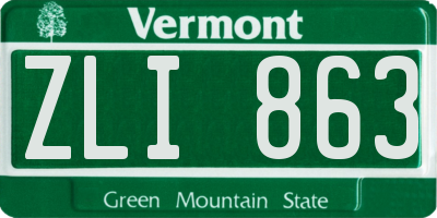 VT license plate ZLI863
