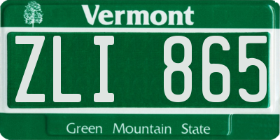 VT license plate ZLI865