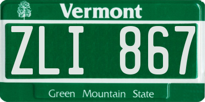 VT license plate ZLI867