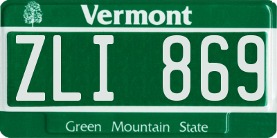 VT license plate ZLI869