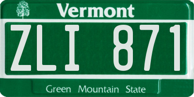 VT license plate ZLI871