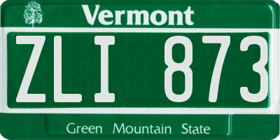 VT license plate ZLI873