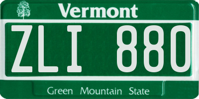 VT license plate ZLI880