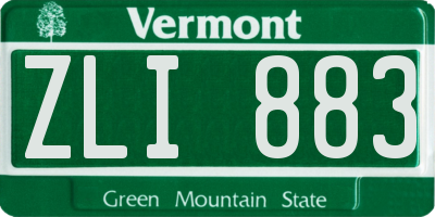 VT license plate ZLI883