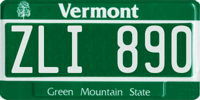 VT license plate ZLI890