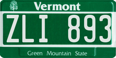 VT license plate ZLI893