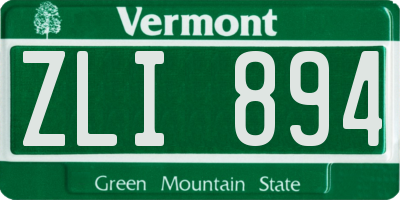 VT license plate ZLI894