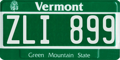 VT license plate ZLI899