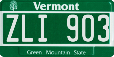 VT license plate ZLI903