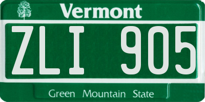 VT license plate ZLI905