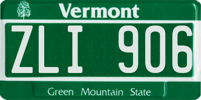 VT license plate ZLI906