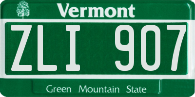 VT license plate ZLI907