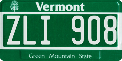 VT license plate ZLI908