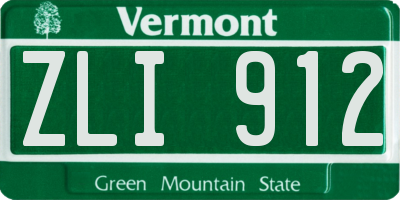 VT license plate ZLI912