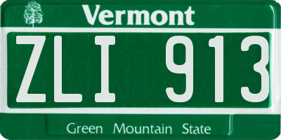 VT license plate ZLI913
