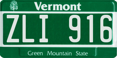 VT license plate ZLI916