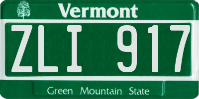 VT license plate ZLI917
