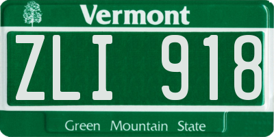 VT license plate ZLI918