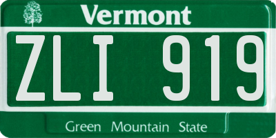 VT license plate ZLI919