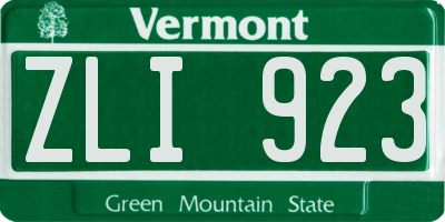 VT license plate ZLI923
