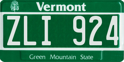VT license plate ZLI924