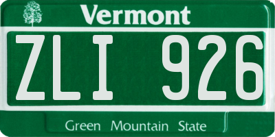 VT license plate ZLI926