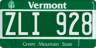 VT license plate ZLI928