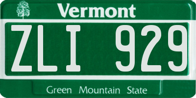 VT license plate ZLI929