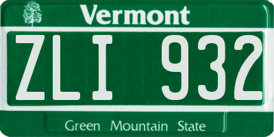 VT license plate ZLI932