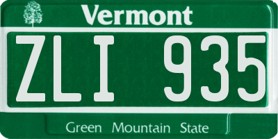 VT license plate ZLI935