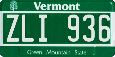 VT license plate ZLI936
