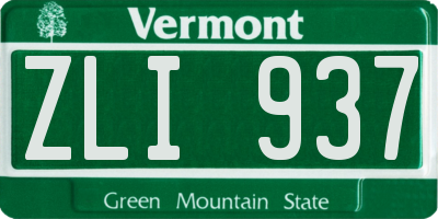 VT license plate ZLI937