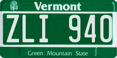 VT license plate ZLI940
