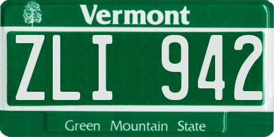 VT license plate ZLI942