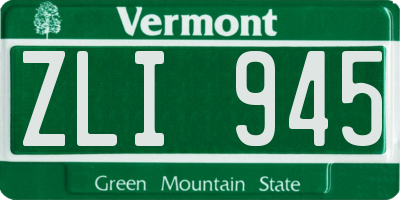 VT license plate ZLI945