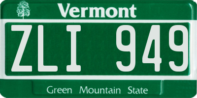 VT license plate ZLI949