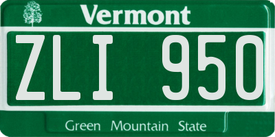 VT license plate ZLI950